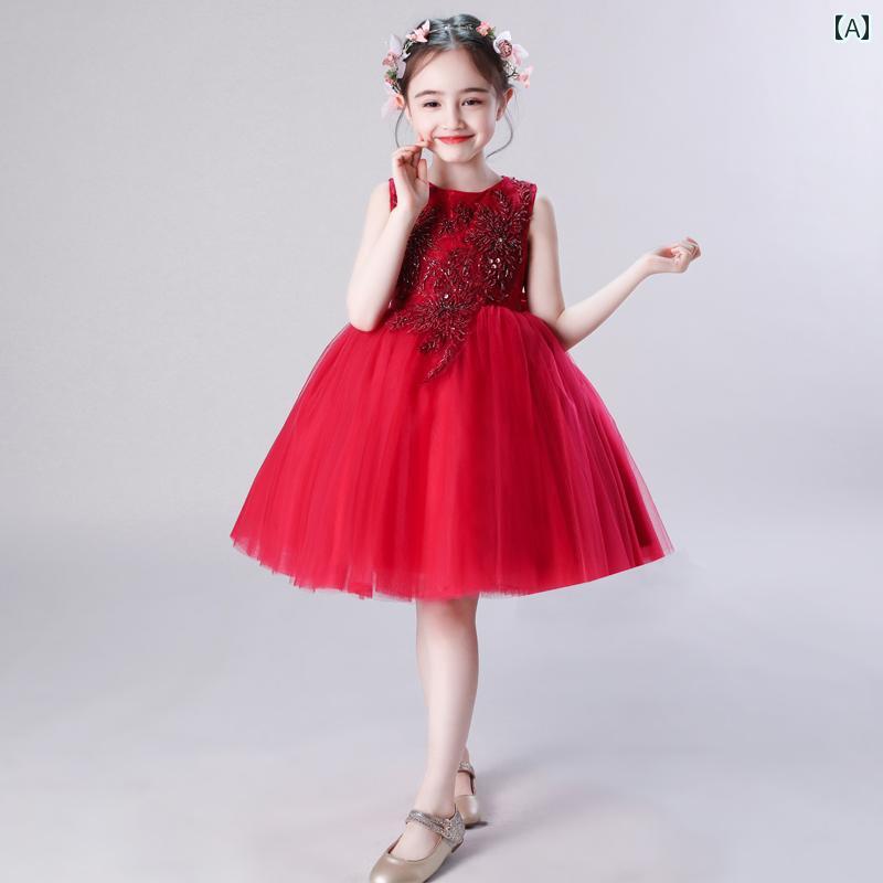 ドレス 女の子 子供 プリンセス ガールズ ふわふわ ガーゼ ファッション 誕生日 一年生 フラワーガール 結婚式 キャットウォーク ホスト ガールズ
