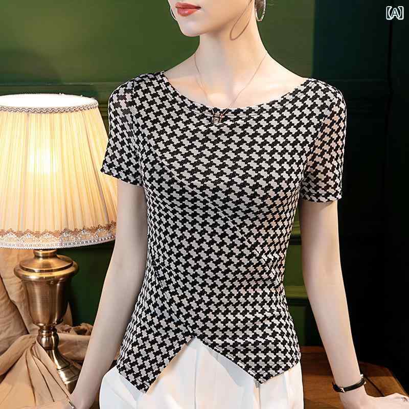 レディース 夏 社交 ダンス メッシュトップス 女性 半袖 モダン 服 ソーシャル ラテン 練習