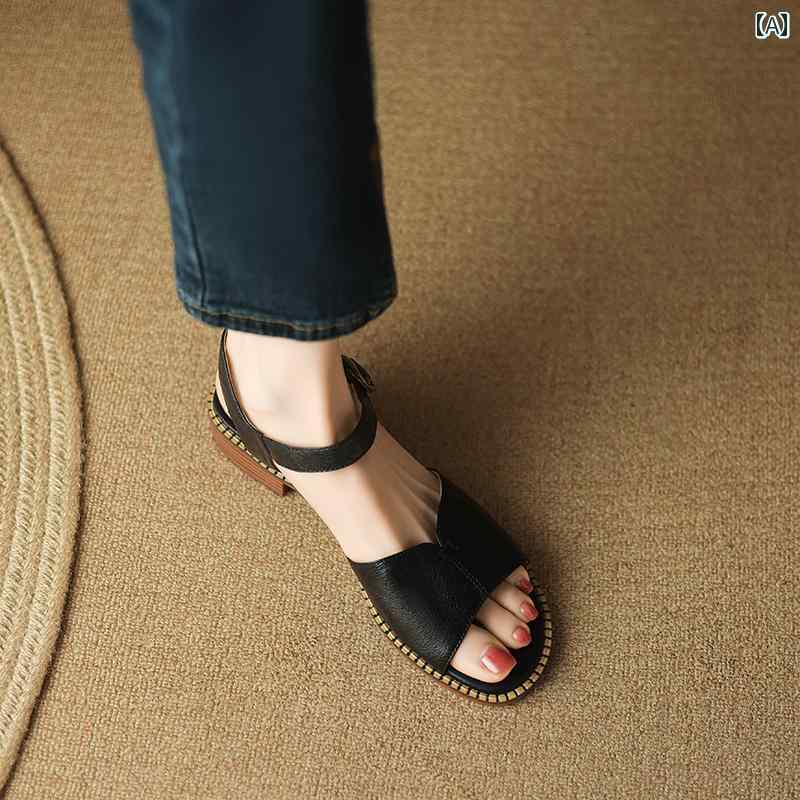 レディース 夏 サンダル ビーチ プール リゾート おしゃれ 革 フィッシュ マウス ローヒール 女性 スタ..