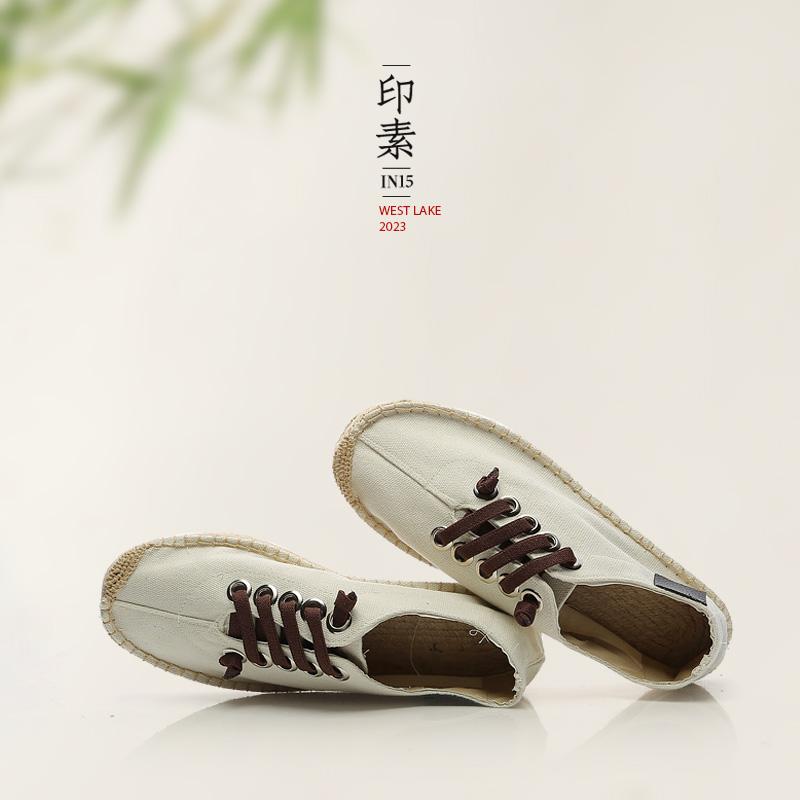 シューズ 靴 メンズ 夏 通気性 中華風 紳士靴 通気性 レトロ カジュアル リネンキャンバス エスパドリ..