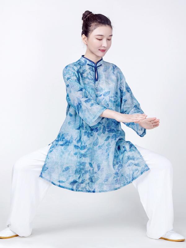 カンフー服 太極拳ウェア 武術着 体操 スポーツ トレーニングウェア 綿麻 中国 太極拳 練習 競技 パフ..