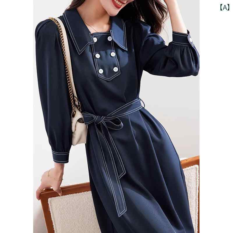 ワンピース きれいめ 上品 Aライン フレアスカート 秋冬 通勤 通学 エレガント スタイリッシュ レディース