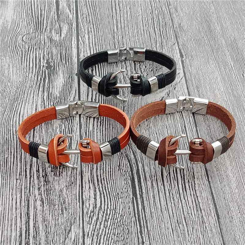 ブレスレット アメリカ ファッション メンズ レザー ロープ ブレスレット 学生 個性 レトロ 手織り ア..