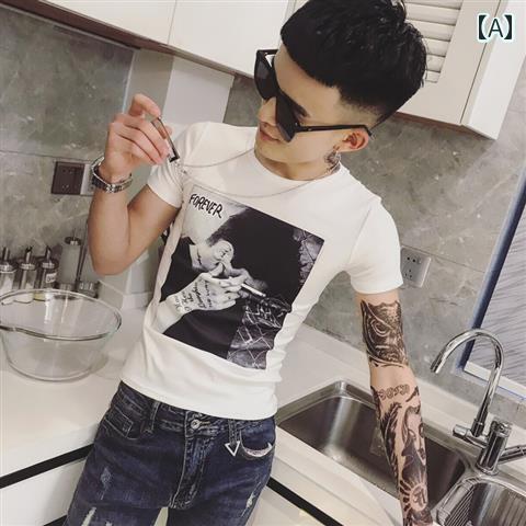 メンズ メンズ ファッション 半袖 夏 夏 Tシャツ オールシーズン ラウンドネック スリム フィット