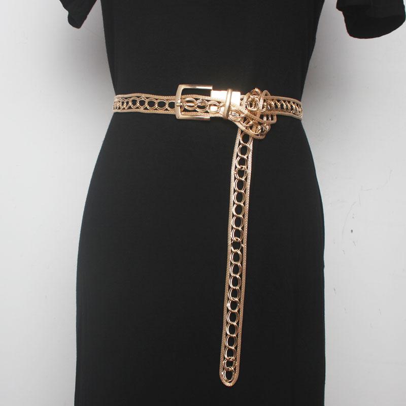 シャツ レディース カジュアル ジーンズ ベルト 韓国 ファッション チェーン ファーベルト 薄手 金属 ウエスト チェーン 装飾 ロング ジーンズ