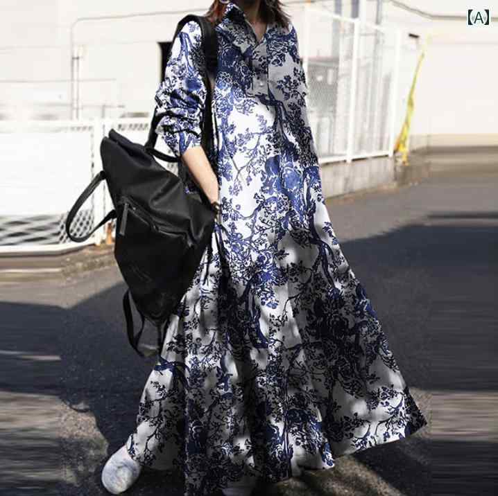 エスニック ドレス ワンピース マレーシア 服 綿 リネン レトロ 長袖 ローブ アラブ