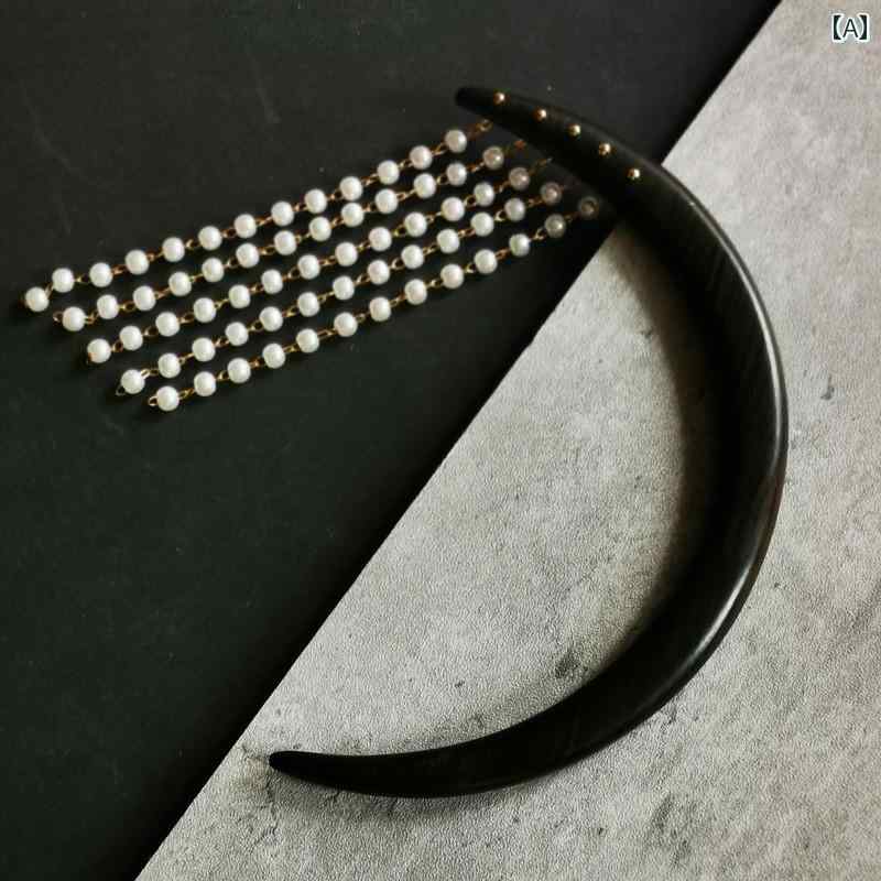 かんざし レディース ヘアアクセサリー 簪 エスニック 髪飾り パール タッセル ヘアピン チャイナ風 サンダルウッド チャイナドレス ボールヘア アクセサリー 三日月 レトロ