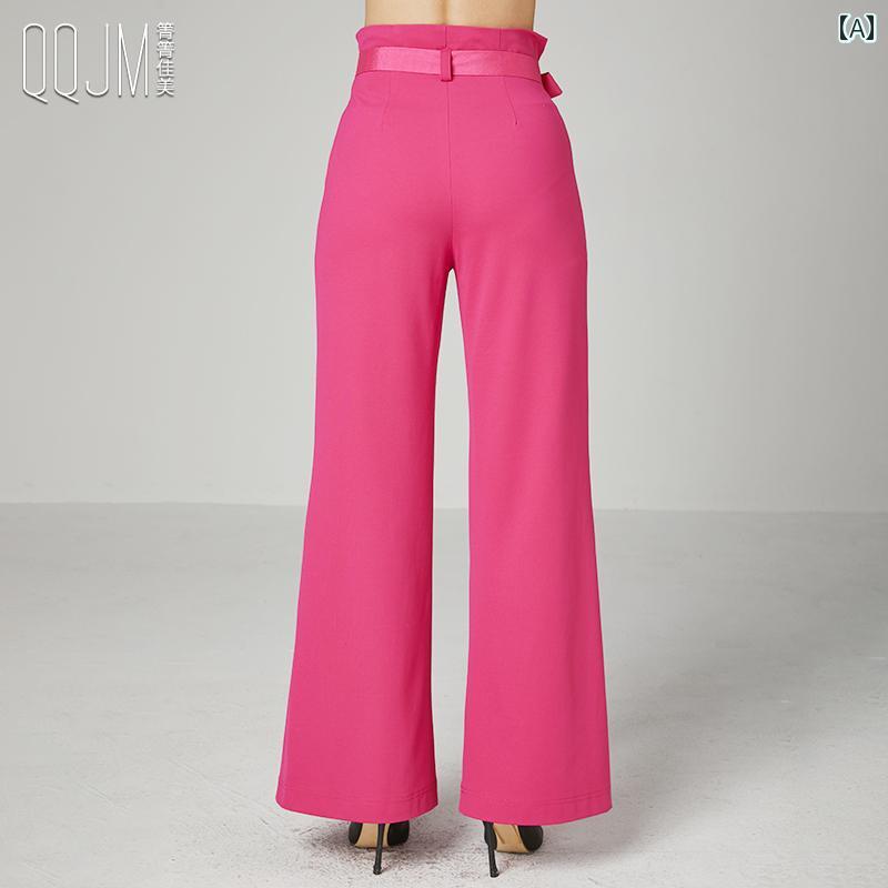 レディース モダン ダンス 服 社交 ダンス 標準 ダンス バド ハイウエスト 弾性 綿 ストレート チューブ ストリーマー 小さい フレアパンツ