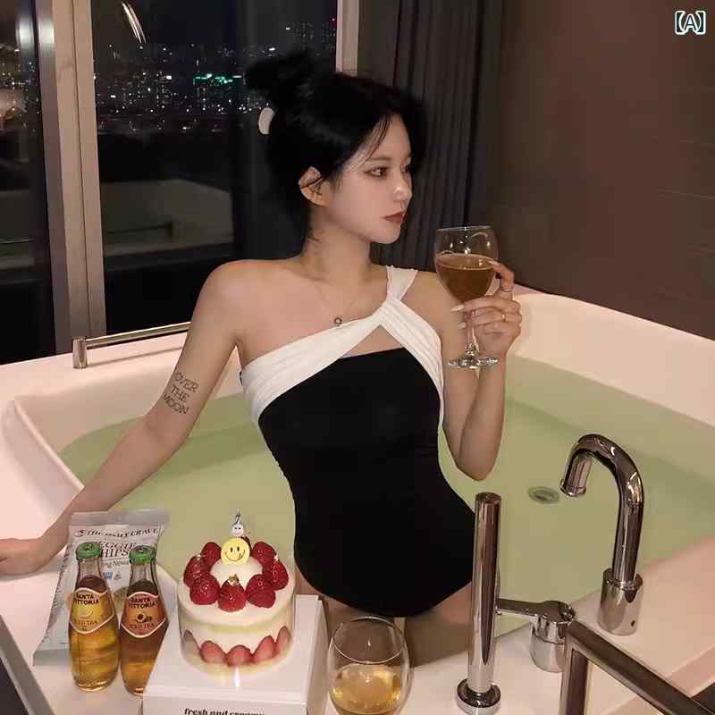 Two-Piece - レディース 夏 水着 おしゃれ ビーチ プール 海水浴 リゾート レジャー 女性 スタイル 魅惑的 ワンピース お腹 カバー スリム 見せ サマー 写真 ハイエンド