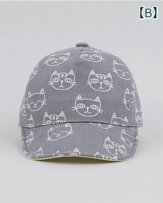 サンハット ベビー 帽子 キャップ ひさし帽 猫柄 日除け 韓国 衣料品 頭 ヘッド 保...