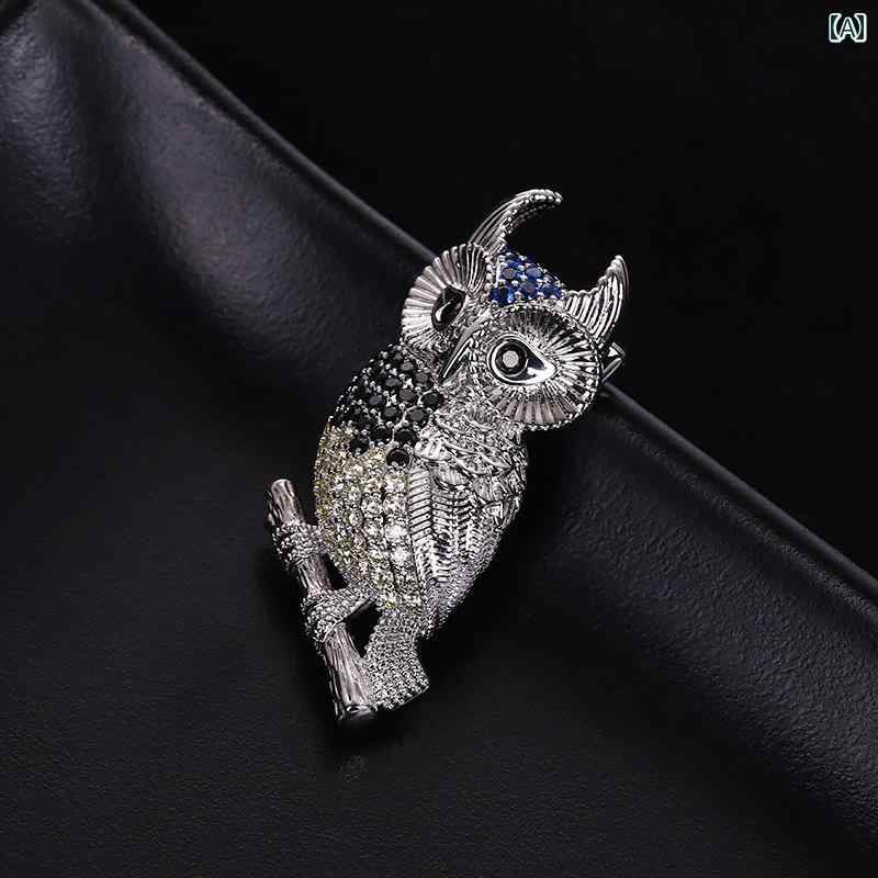 レディース アクセサリー ブローチ 美しい 新 ジルコン フクロウ 衣類 スーツ コート カーディガン 露出 防止 ピン