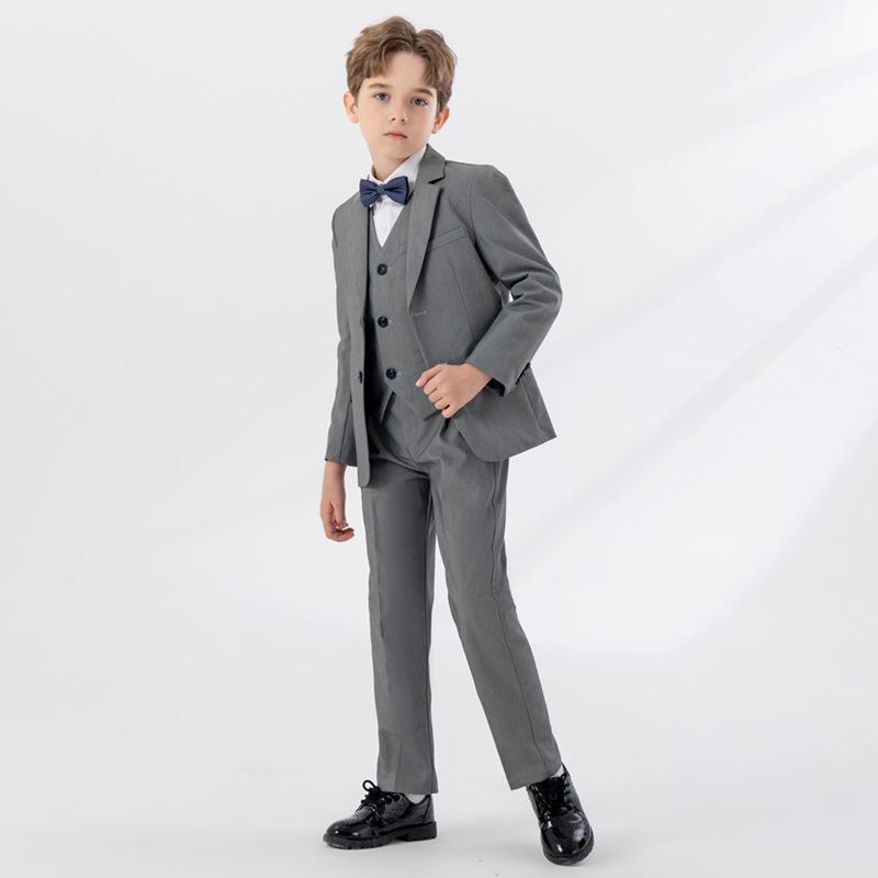 Other - スーツ キッズ 子供 おしゃれ ファッション 秋冬 韓国 グレー 男の子 衣装 パフォーマンス ボーイズ ポリエステル セット ジャケット ベスト パンツ