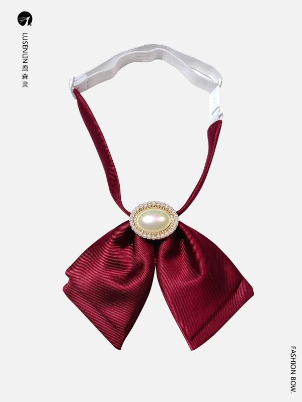 蝶ネクタイ おしゃれ パールリボン スクール レディース ベルト 英国 カレッジ JK 学士 制服 二重層 シャツ 襟 花