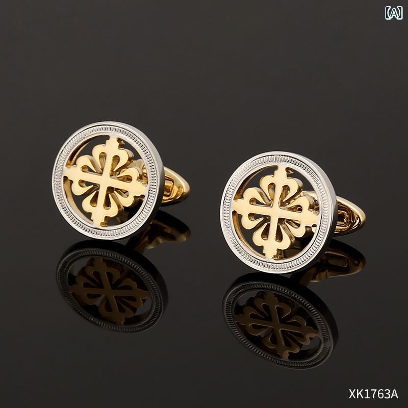 メンズ カフス ボタン おしゃれ ゴールド シルバー フレンチ シャツ カフリンクス 軽量 シンプル カフ スタッド スーツ ハイエンド ギフト ボックス