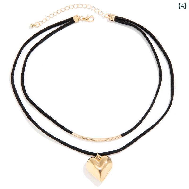 ネックレス アクセサリー ビーチ 水着 エスニック サマーフェス ビキニ ボヘミアン ハート型 湾曲 チューブ ペンダント ベルベット 女性用 アメリカ ファッション レトロ 個性的 旅行 写真 ストリート