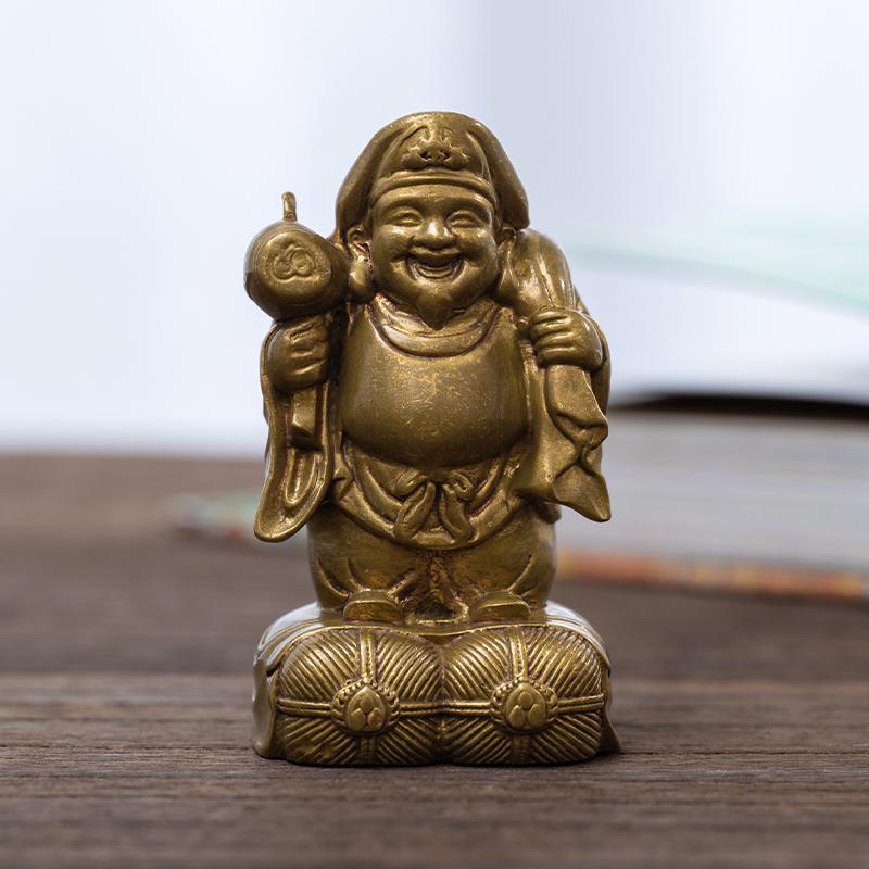 仏像 置物 装飾品 小型 室内 車内 インテリア小物 シンプル 真鍮 マハーカーラ 富神 菩薩 ポータブル ..