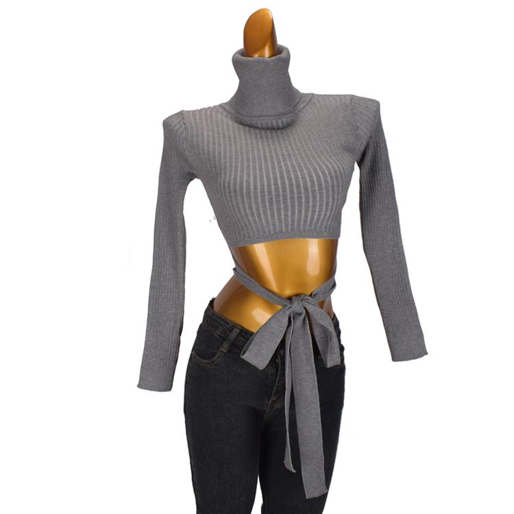 シャツ レディース ファッション 秋冬 ソリッドカラー タートルネックニット セーター プルオーバー スリムフィット ストラップ ショート インナー レイヤリング