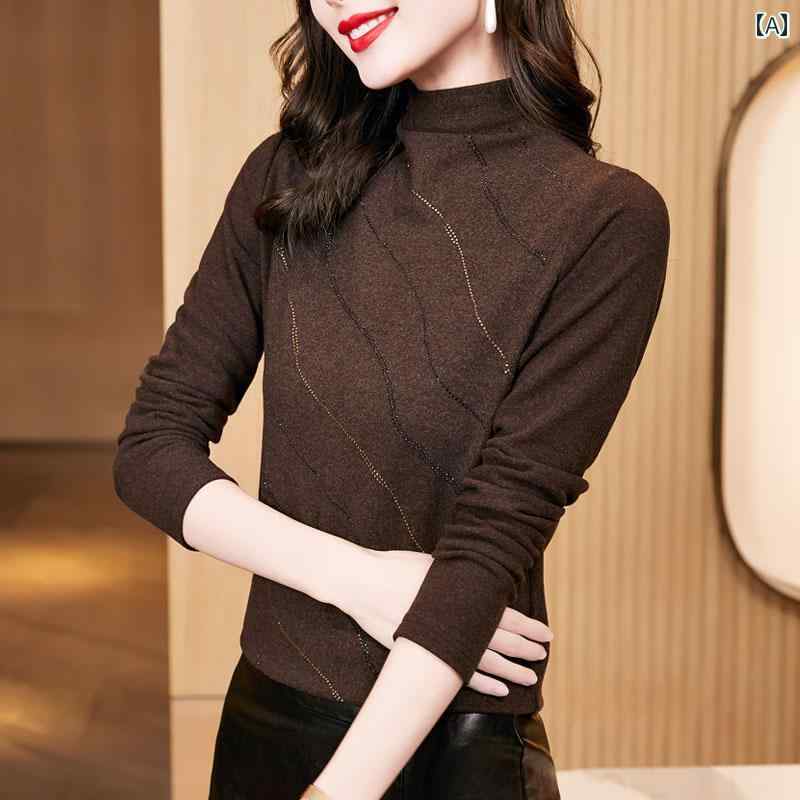 Long-Sleeved - レディース トップス シャツ ブラウス Tシャツ 長袖 秋冬 起毛 上品 おしゃれ ママ スタイリッシュ お呼ばれ オフィス 学校行事 快適コーデ