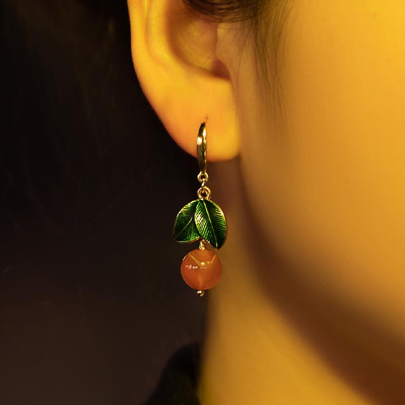 Rubellite - ピアス 花嫁 チャイナ風 秋冬 普段使い使い モダン レトロ レディース エレガント イヤーアクセサリー チェリーモチーフ シンプル かわいい