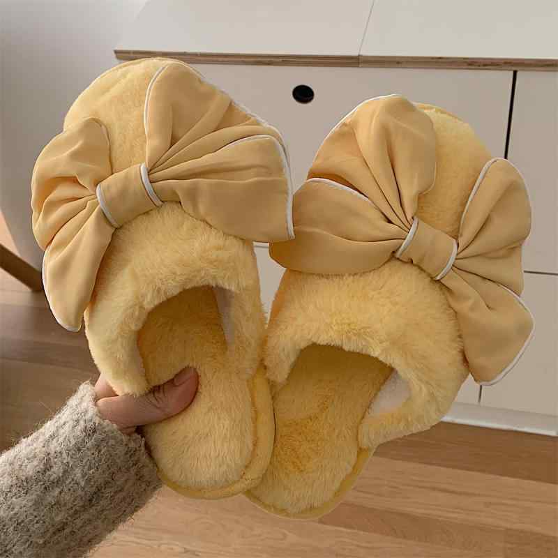 スリッパ 韓国 シンプル 蝶 ネクタイ トウ キャップ コットンスリッパ 冬 レディース 甘くて ガーリー ファッション ホーム 滑りにくい 暖かい ぬいぐるみ シューズ レディース ローヒール リボン