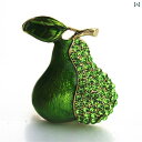 ラインストーン アクセサリー ブローチ 卒業式 入学式 透明 グリーン エナメル 梨 象嵌 コサージュ 秋 衣類