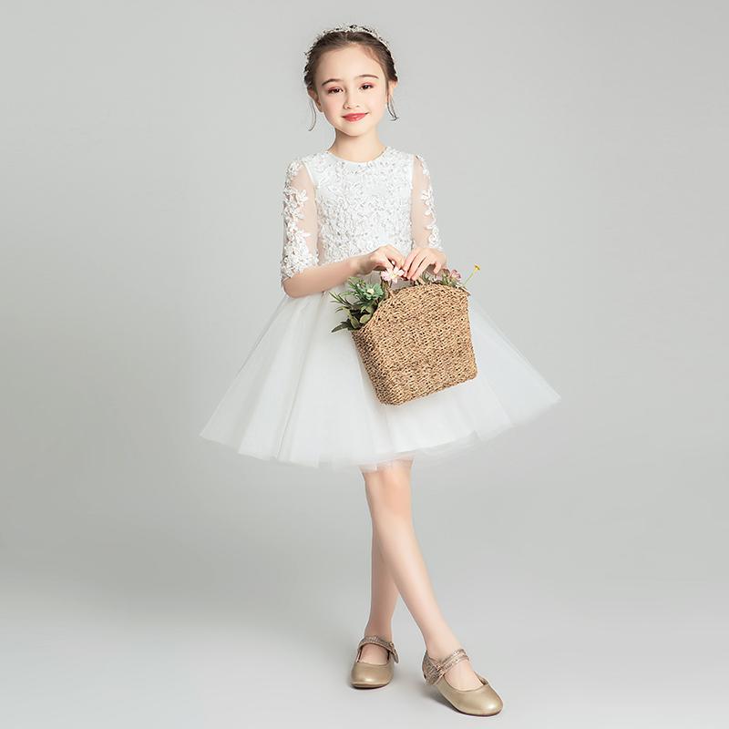 女の子 プリンセス ドレス フラワーガール ウェディングドレス イブニングドレス キッズ ピアノ 発表会 ウエスタン 秋 バースデードレ..