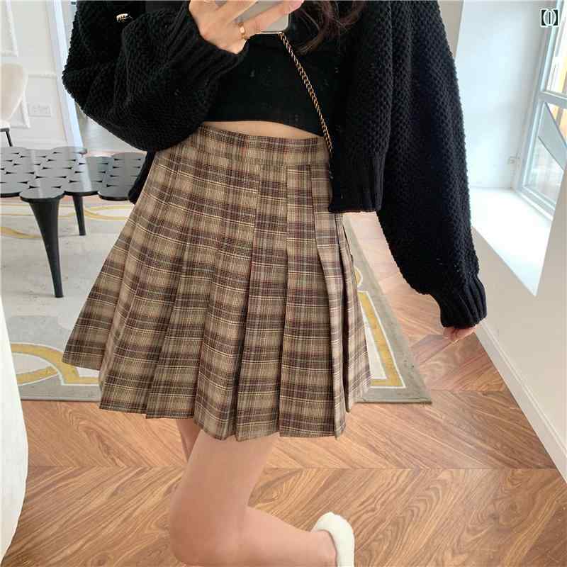 レディース 夏 ボトムス スカート 大きいサイズ ハイウエスト チェック柄 股 カバー プリーツ 春 露出 ..