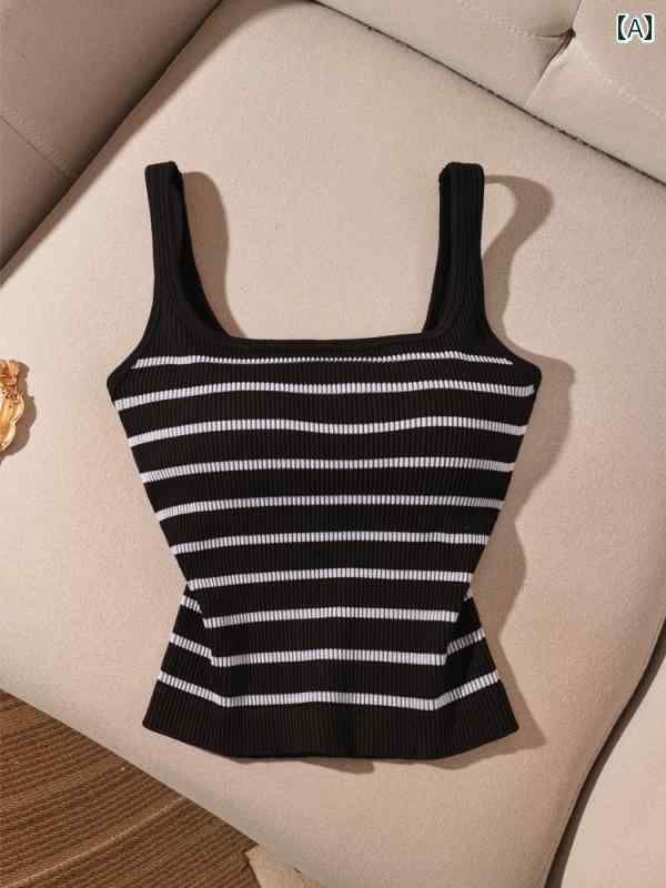 レディース 夏 ボーダー タンクトップ モテ服 セクシー お腹見せ レイヤード おしゃれ トップス 韓国 ..