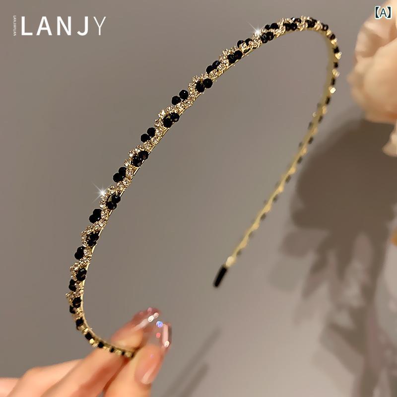 カチューシャ ヘアバンド フープ ラインストーン キラキラ 豪華感 韓国 細 アクセ...