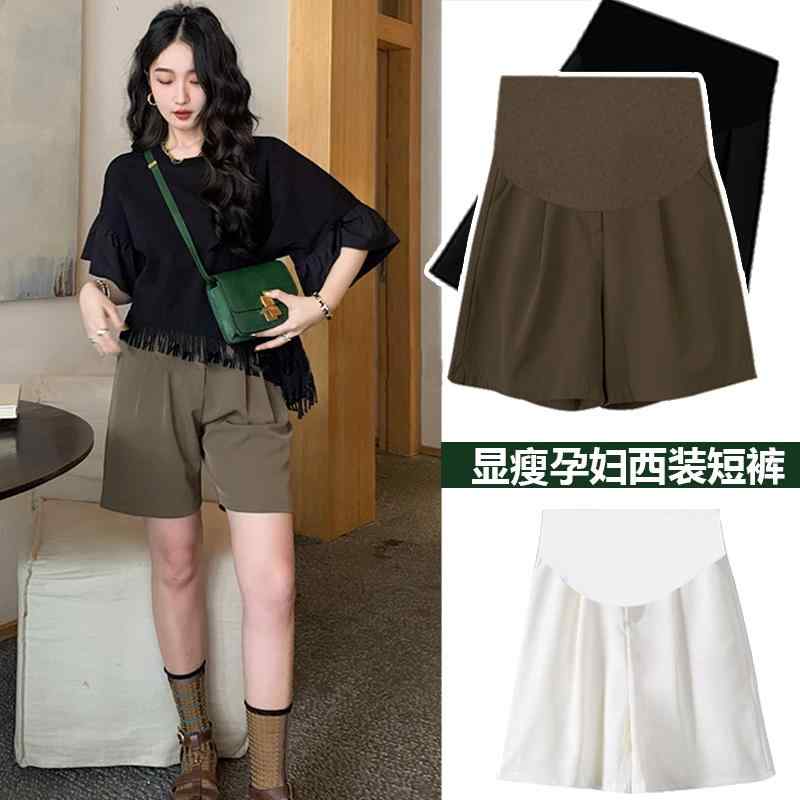 マタニティショーツ 夏 薄 ワイド パンツ マタニティパンツ 夏 アウター 夏服 大きめサイズ 五分丈 ス..