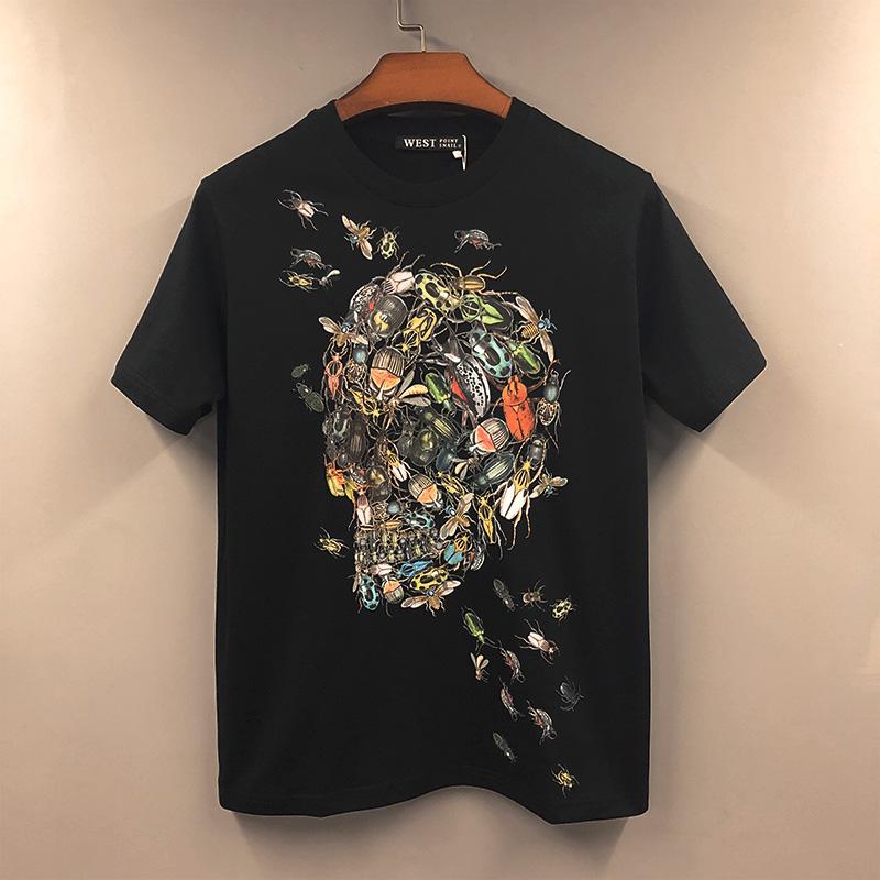 Scull - トップス シャツ Tシャツ かっこいい メンズ レディース アメリカ ファッション 個性 ストリート 昆虫 スカル 男女 学生 半袖 カップル