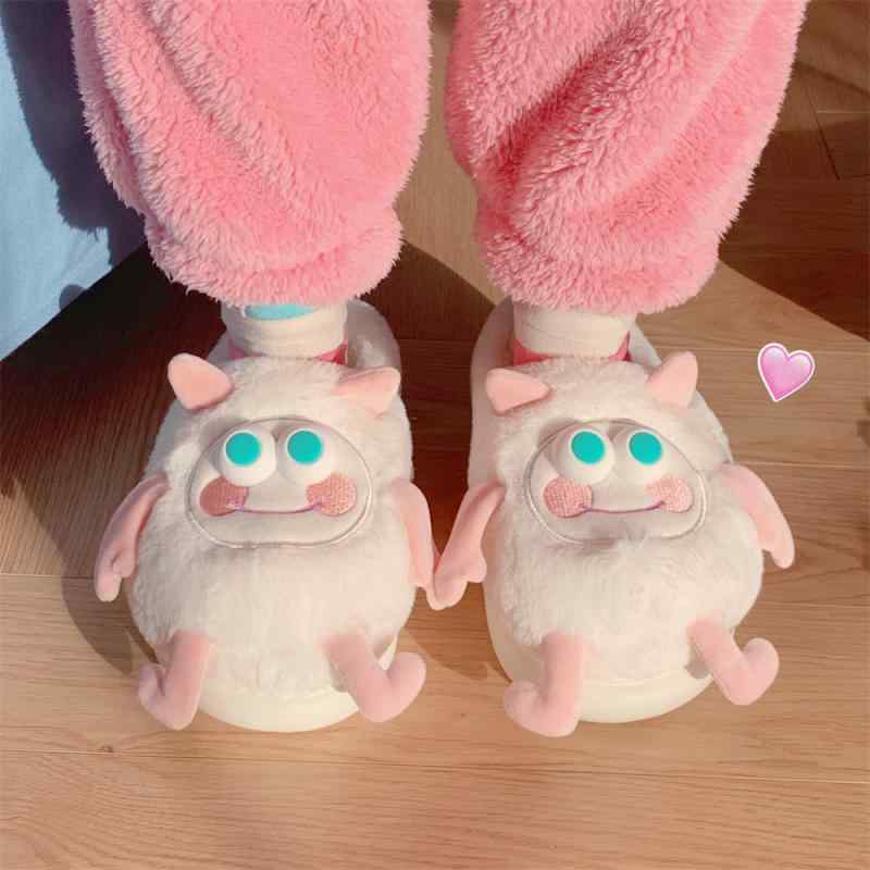 スリッパ ルームサンダル 冬 コットン レディース カジュアル モンスター ソフトソール 滑りにくい 保温性 屋内 EVA