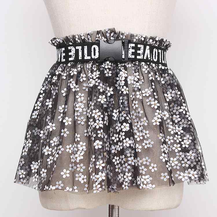 ふわふわ メッシュ 小花 ガードル レディース ファッション アクセサリー オールシーズン ベルト ウエスト バンド ワイド