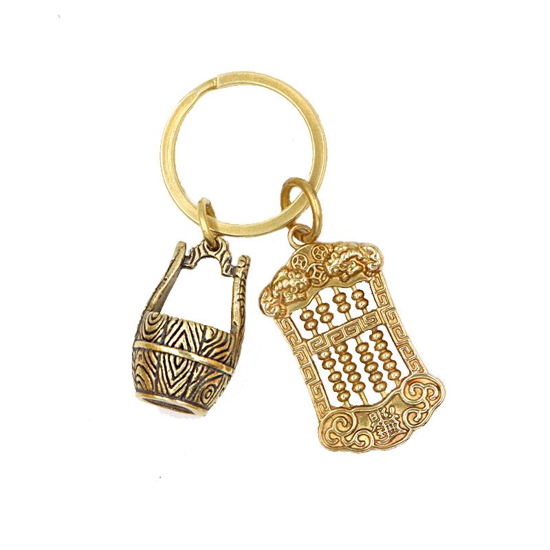 真鍮 アクセサリー 雑貨 キーホルダー 祝福 バケツ ひうたん ペンダント メンズ レディース 車 デイリー ゴールド レトロ ギフト