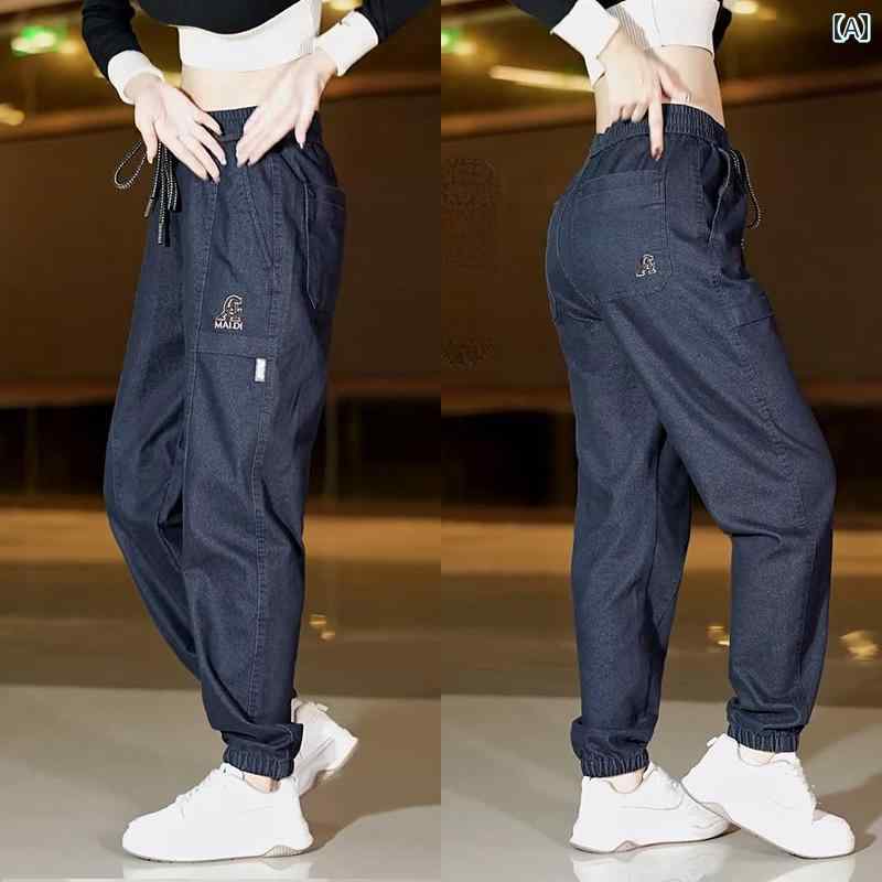 メンズ レディース カジュアル パンツ デニム ボトムス アウトドア ズボン ジーパン 秋冬 刺繍 スプライシング ハイエンド ウォッシュドデニム