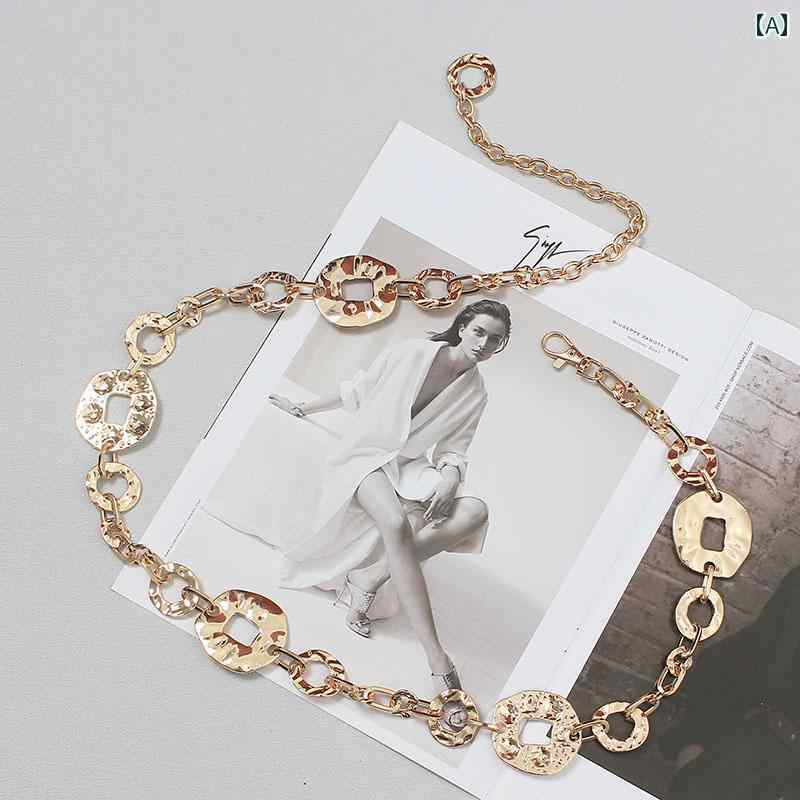 レディース チェーン コート ベルト ウエスト 薄手 スカート シャツ 飾り イン おしゃれ セーター 金属 ズボン