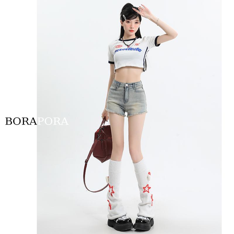 Nylon, Rayon, Polyester - パンツ デニム レディース ノスタルジック レトロ デニムショートパンツ 女性 夏 薄手 スタイリッシュ ガール a ライン スリム ショート ホット