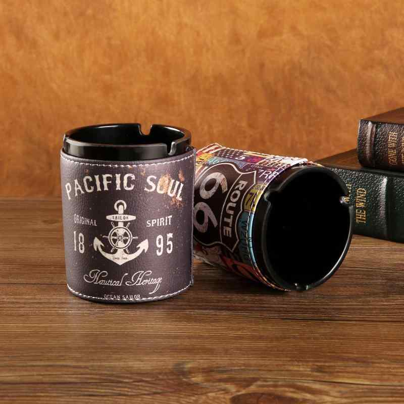 レトロ 灰皿 樽型 家庭 飛灰 防止 リビング ルーム デスク トップ ポータブル 装飾品 インテリア ユニ..