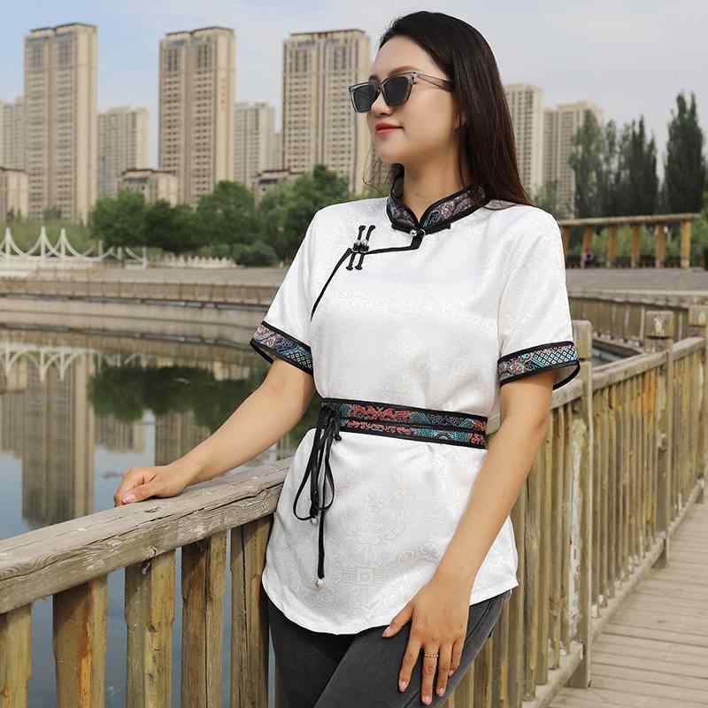 モンゴル 服 春夏 シャツ 半袖 エスニック ローブ トップス モンゴル トップス