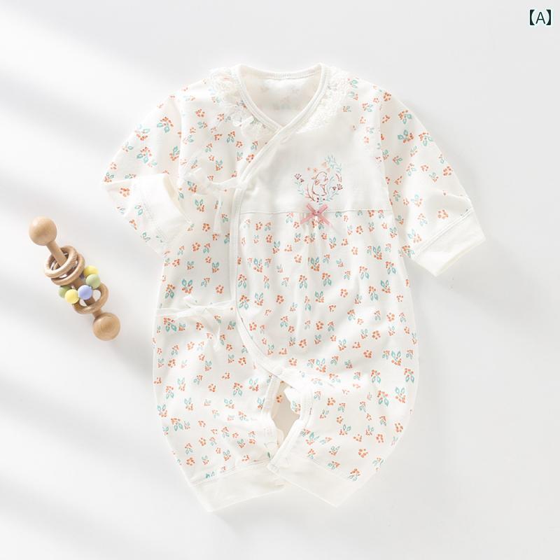 ロンパース ベビー服 ジャンプ スーツ 綿 夏服 部分 胸 イン 長袖 新生児 かわいい ハイハイ 服 ワンピ..