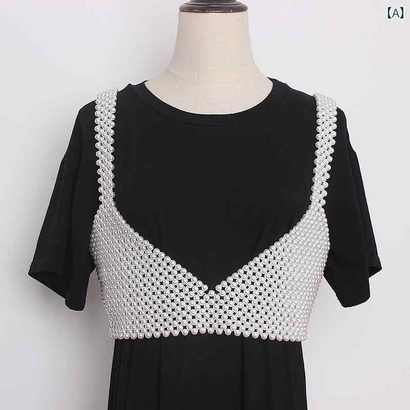 レディース ファッション アクセサリー オールシーズン パール ビーズ ストラップ サスペンダー エレガント おしゃれ