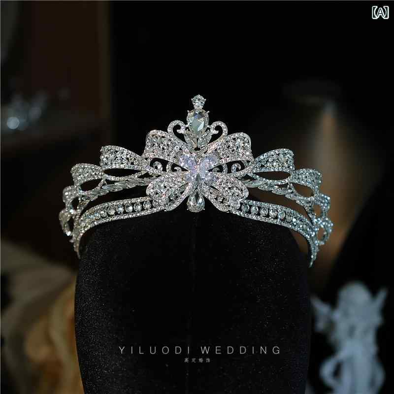 クラウン ティアラ ジュエリー アクセサリー ブライダル プリンセス 韓国 蝶 ストーン ウェディングドレス ステージ ドレス ヘアアクセサリー