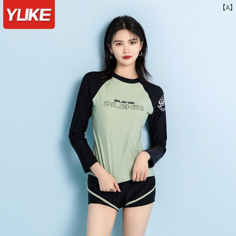 水着 レディース 夏 夏 レディース ラウンドネック ボクサー ブリーフ 長袖 カジュアル スパンデックス 大きめサイズ ウエスト カバー