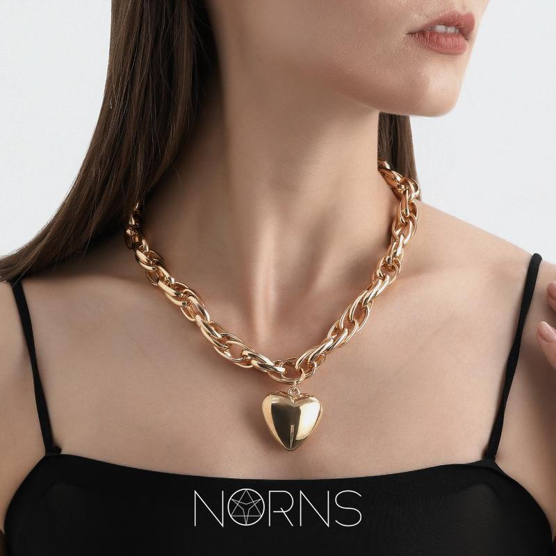 ネックレス レディース アメリカ ヒップ ホップ ストリート アクセ HIPHOP ロック 誇張 メタル 太い チェーン 合金 立体 ラブ