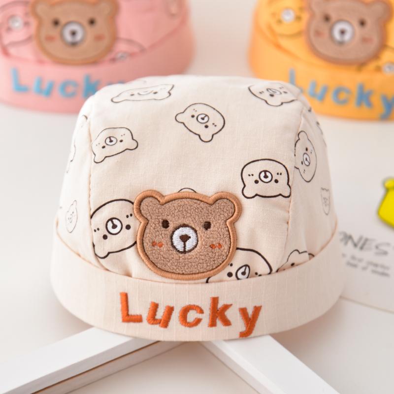 Hats - ベビー ファッション 帽子 キャップ クマ柄 保温 シンプル 小物 衣料品 頭 ヘッド 保護 かわいい 幼児 赤ちゃん 装飾 春秋 屋外 外出 レジャー キッズ