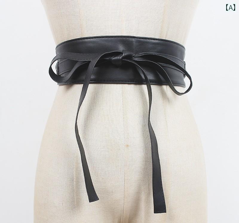 ベルト 幅広 ウエストマーク レディース ウエスト バンド スカート 黒 レトロ ワイド ファッション ア..