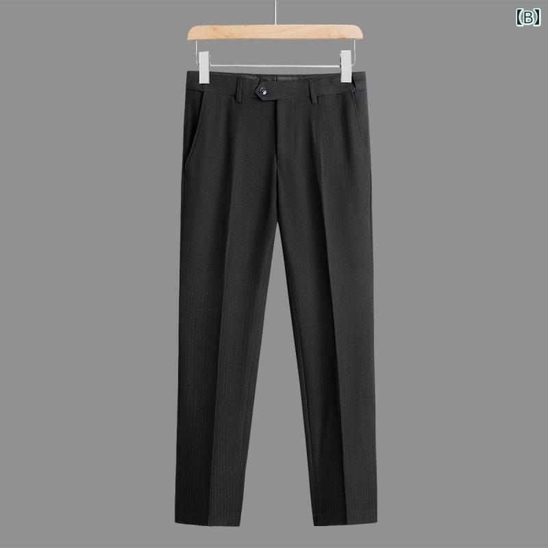 スラックス メンズ ファッション カジュアル パンツ メンズ 春夏 英国 白 スーツパンツ 無地 カジュアル スリムフィット ロング