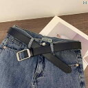 レディース メンズ ベルト ノン ホール スクエアバックル 韓国 シンプル ジーンズ