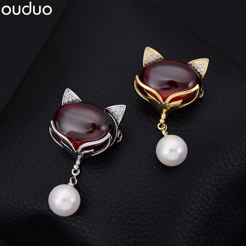 ブローチ アクセサリー ピン バッジ コサージュ ペンダント かわいい おしゃれ モチーフ 韓国 キツネ 動物