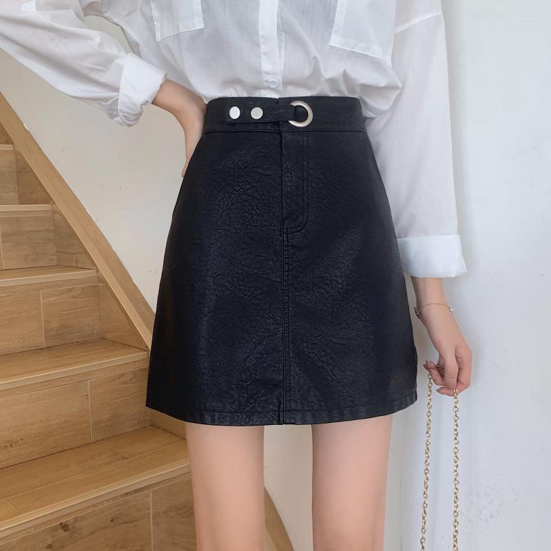 スカート レディース 秋 ボトムス 大きいサイズ ハイウエスト 黒 pu 小さい レザー スリム 股 カバー a ライン ヒップ カバー